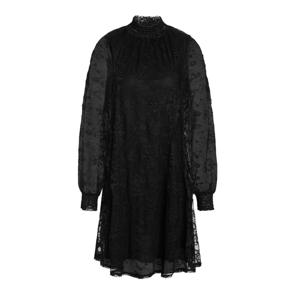 Bruuns Bazaar Zwarte geborduurde jurk met pofmouwen Black Dames