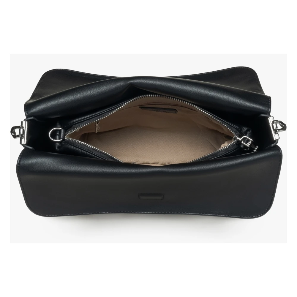 Estro Dames Zwarte Leren Ketting Crossbody Tas Er00115670 Black Dames