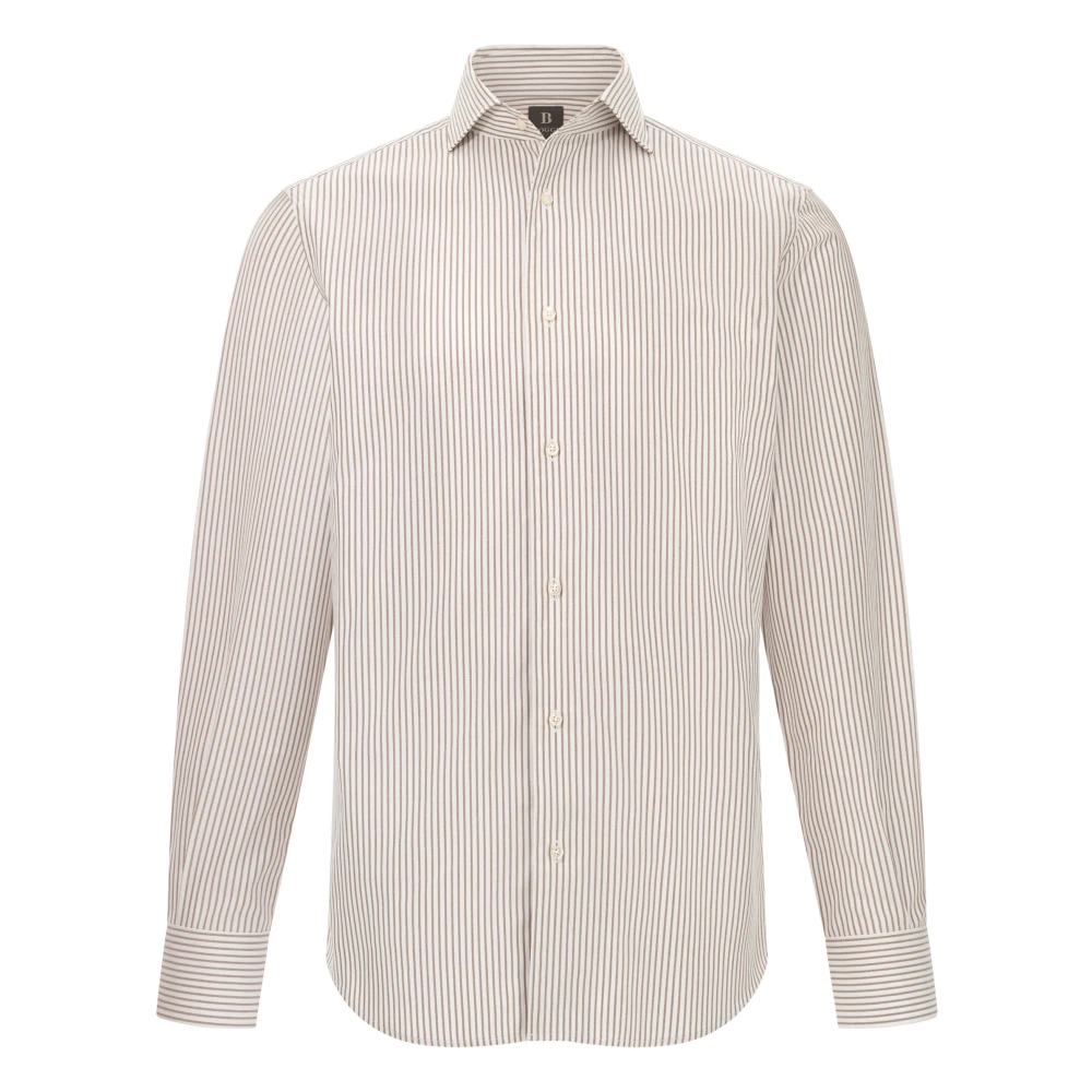 Boggi Milano Herren Braun Regular Fit Gestreiftes Baumwollhemd