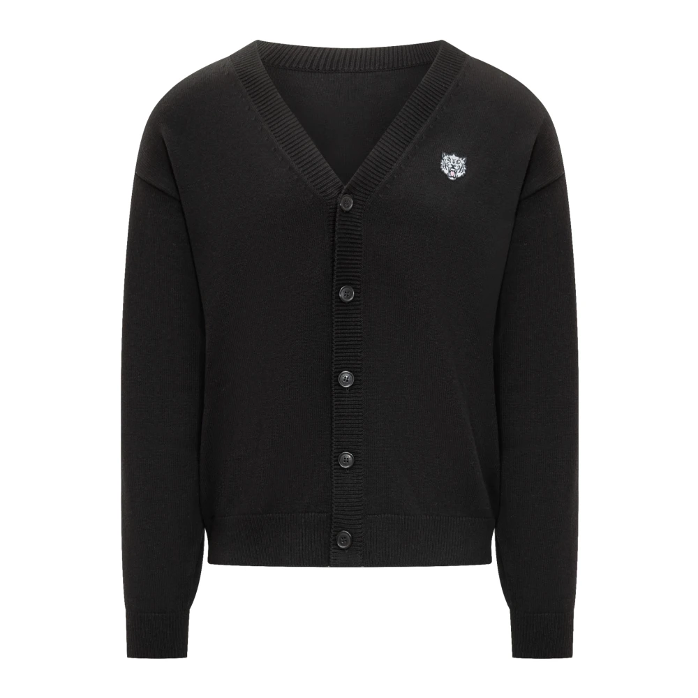 Kenzo Svart Happy Tiger Broderad Kofta