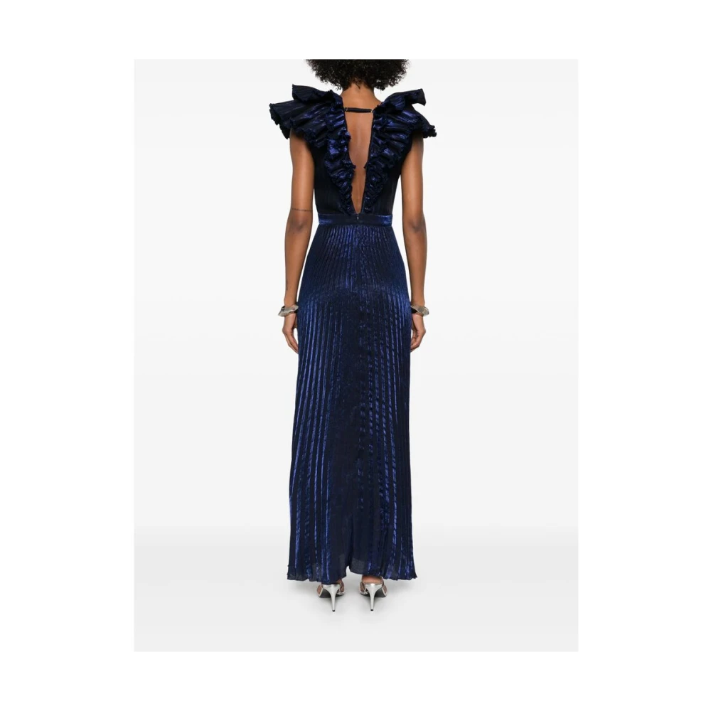 L'idée Ocean Blue Gerimpelde V-Hals Jurk Blue Dames