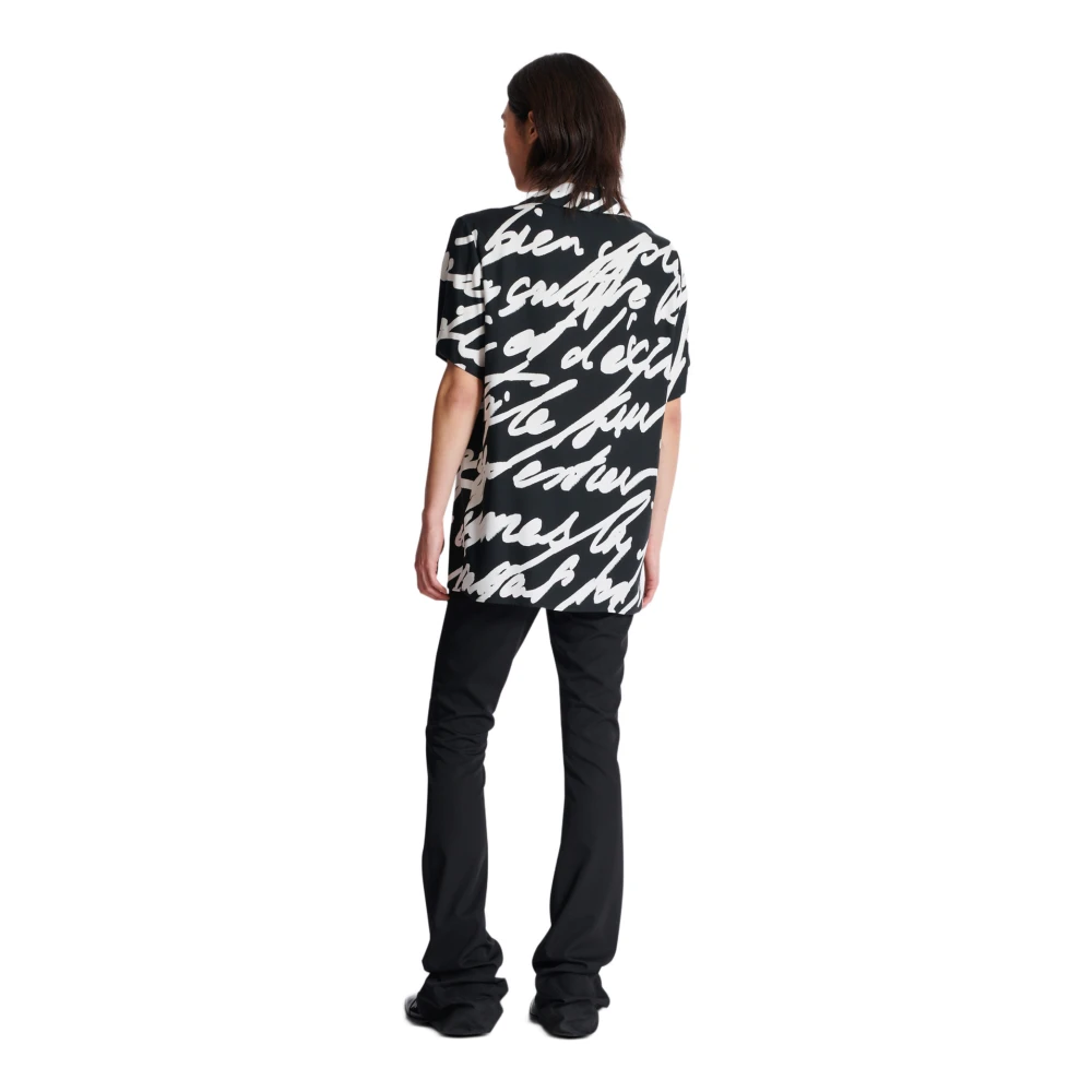 Balmain Twill pyjamashirt met 'Love Letter' print Black Heren