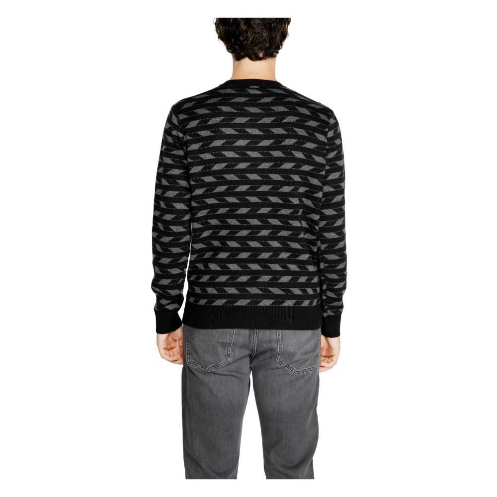 Antony Morato Zwarte Geometrische Gebreide Trui Black Heren