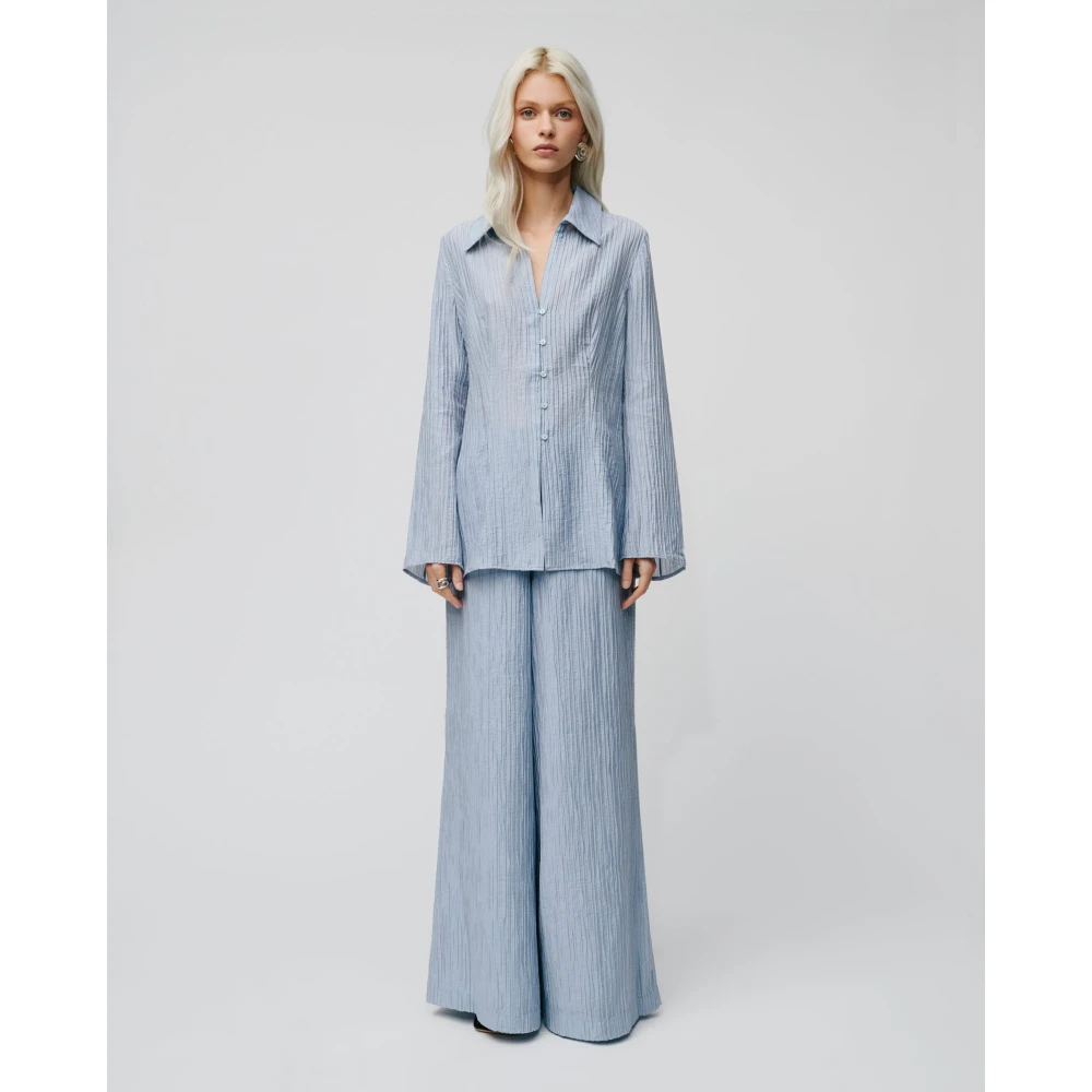 IVY OAK Geplooide Palazzo Broek Blauwe Rook Blue Dames