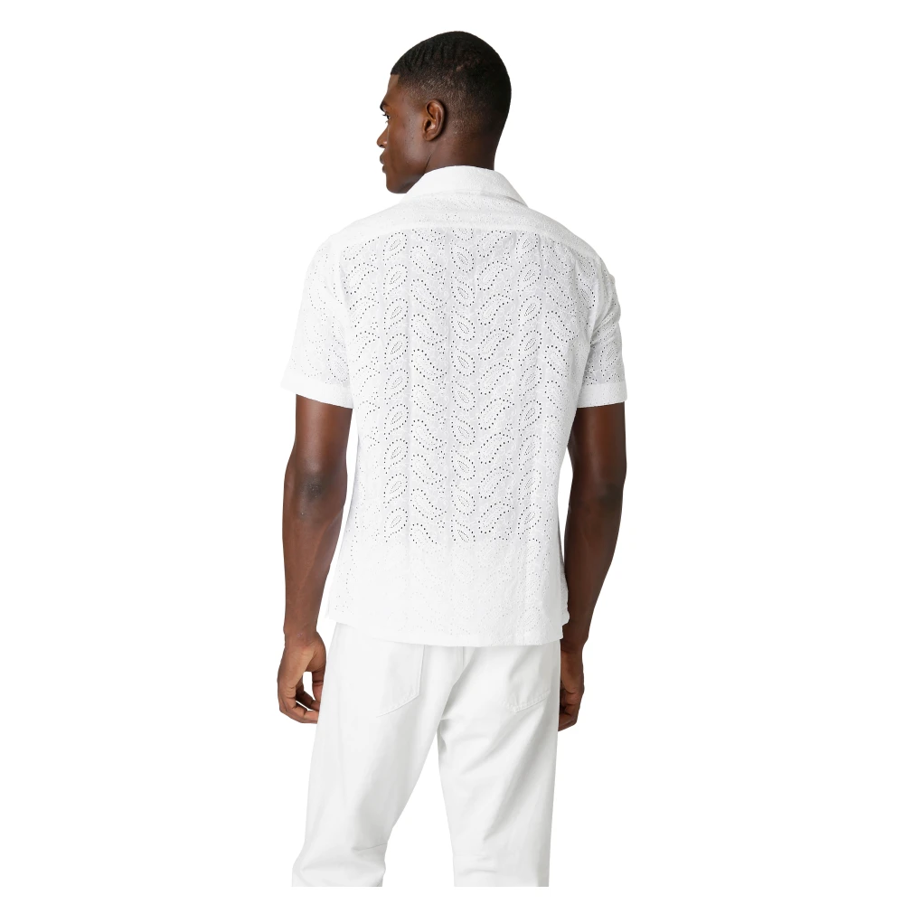 Eleventy Korte mouw katoenen bowling shirt White Heren