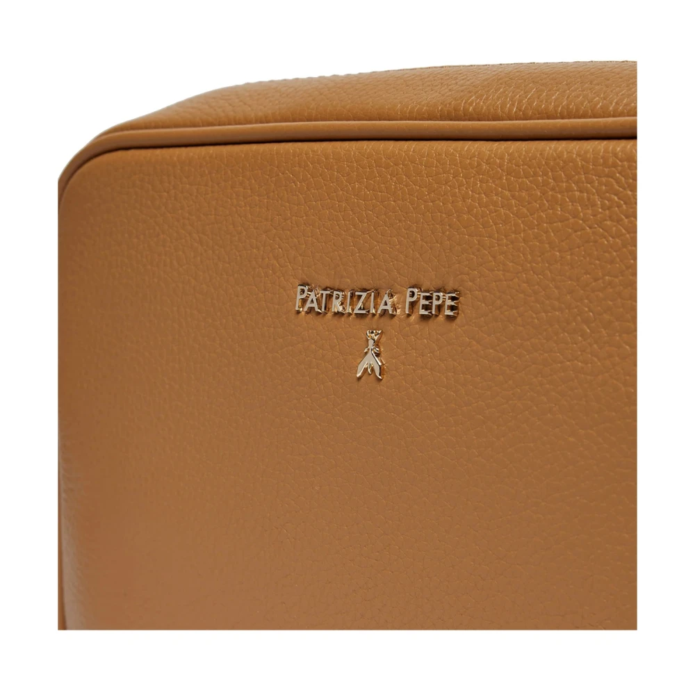 PATRIZIA PEPE Trendy Leren Schoudertas met Rits Brown Dames