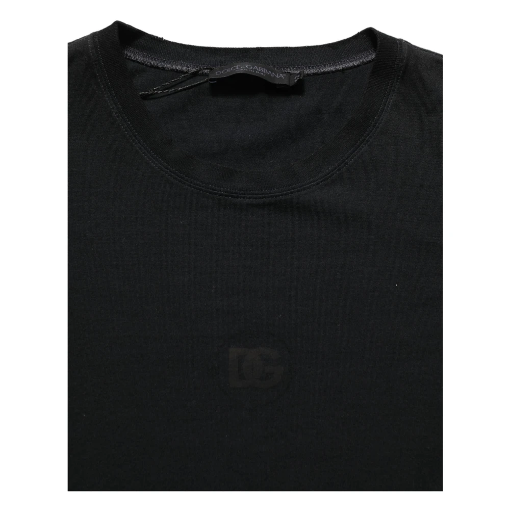 Dolce & Gabbana Black Cotton Short Sleeve Crew Neck T-shirt - IT52 | XL - Image 2
