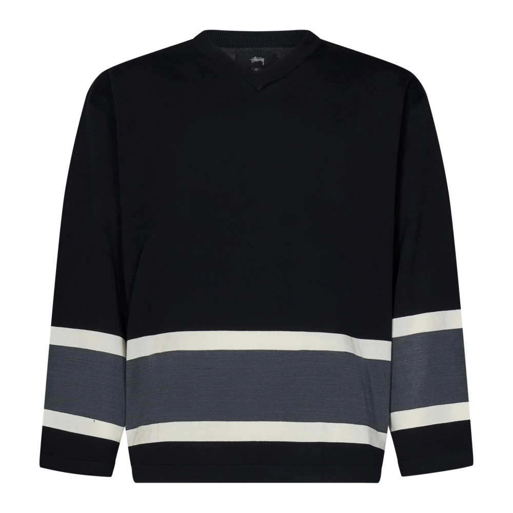 Stüssy Zwarte Gebreide Hockeytrui Aw24 Black Heren