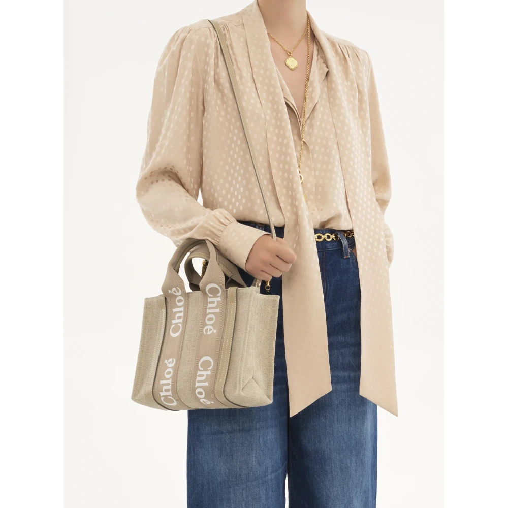 Chloé Beige Linnen Canvas Tas Beige Dames