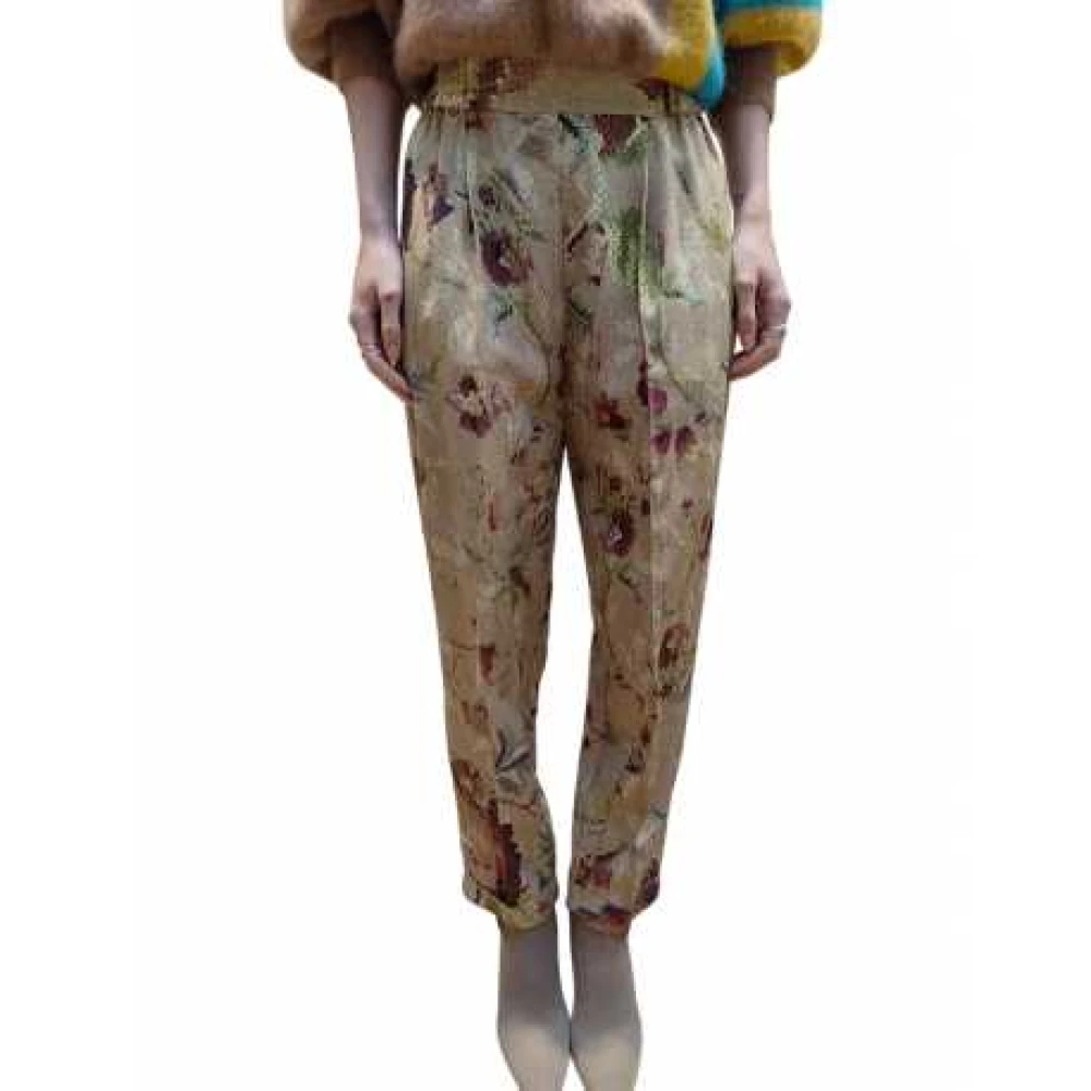 Mes Demoiselles Bloemen Beige Groen Choco Broek Multicolor Dames