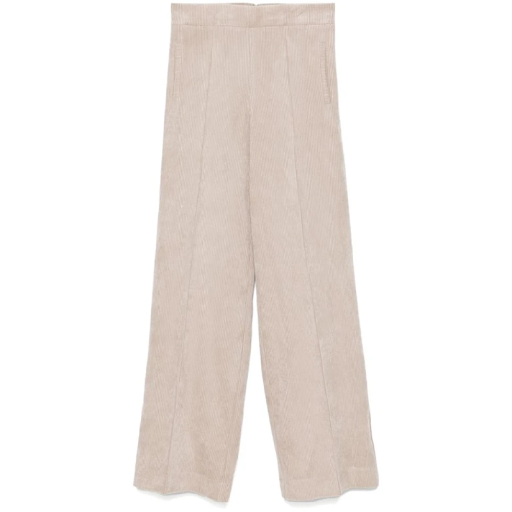 D.Exterior Taupe Corduroy Wijde Pijp Broek Beige Dames