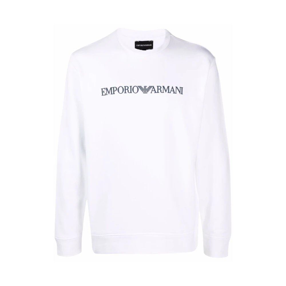 Emporio Armani Logo-print Crew-neck Sweatshirt White Heren