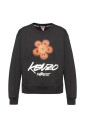 pull-noir-a-motif-floral-col-rond