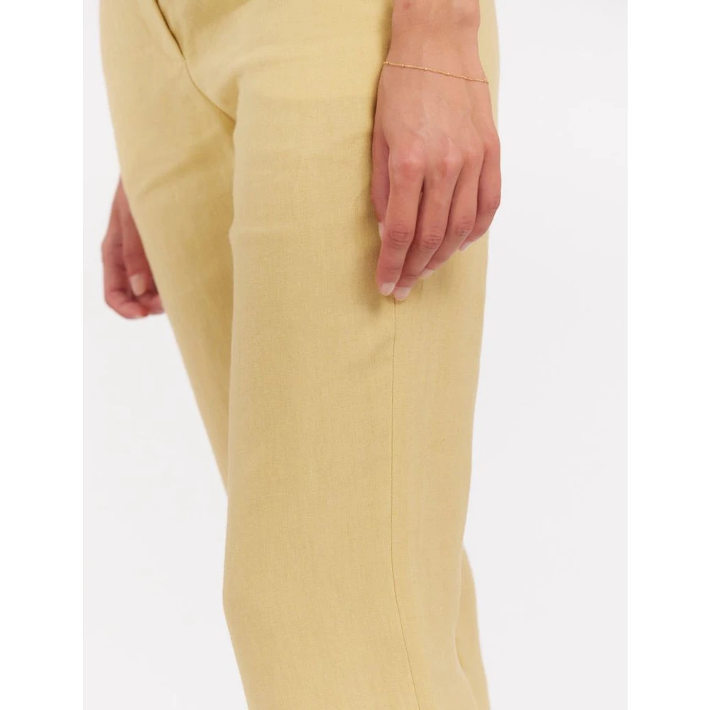 Ines De La Fressange Paris Straight-Leg Citroen Linnen Broek Yellow Dames