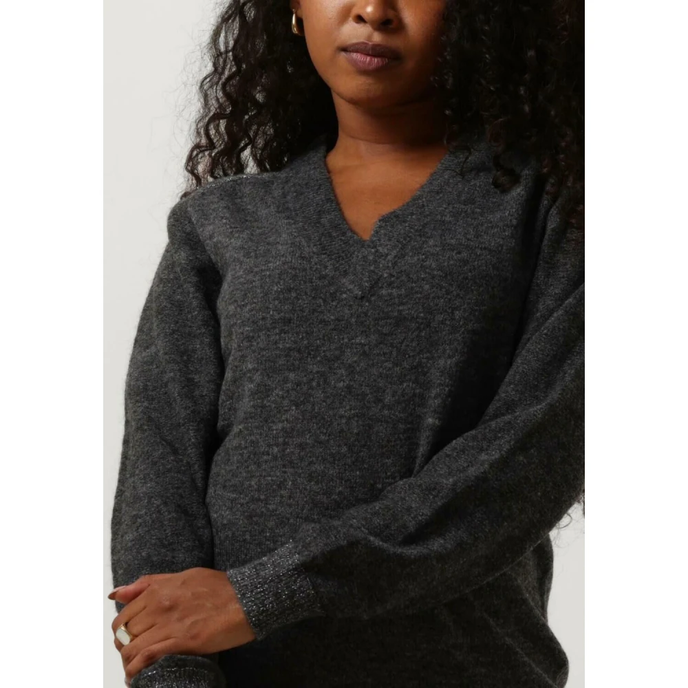 Scotch & Soda Relaxed V-hals Gebreide Jurk Gray Dames