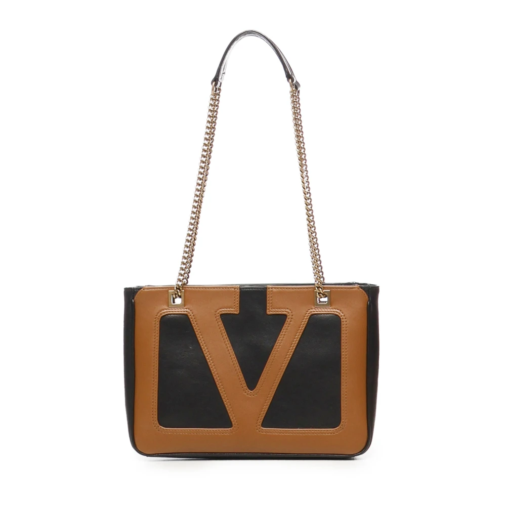 Valentino Garavani Stijlvolle Lamsvacht Schoudertas in Bruin Zwart Multicolor Heren