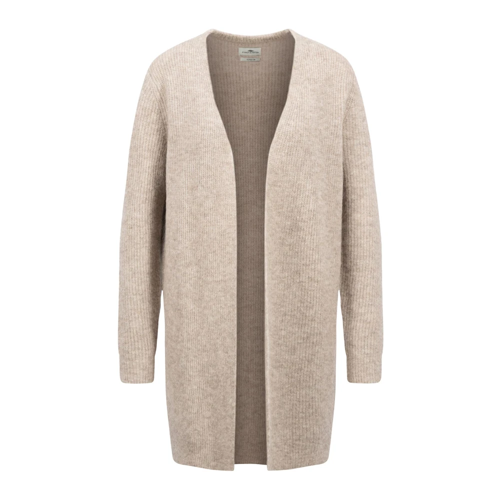 FYNCH-HATTON Lang Harige Cardigan Trui Beige Dames