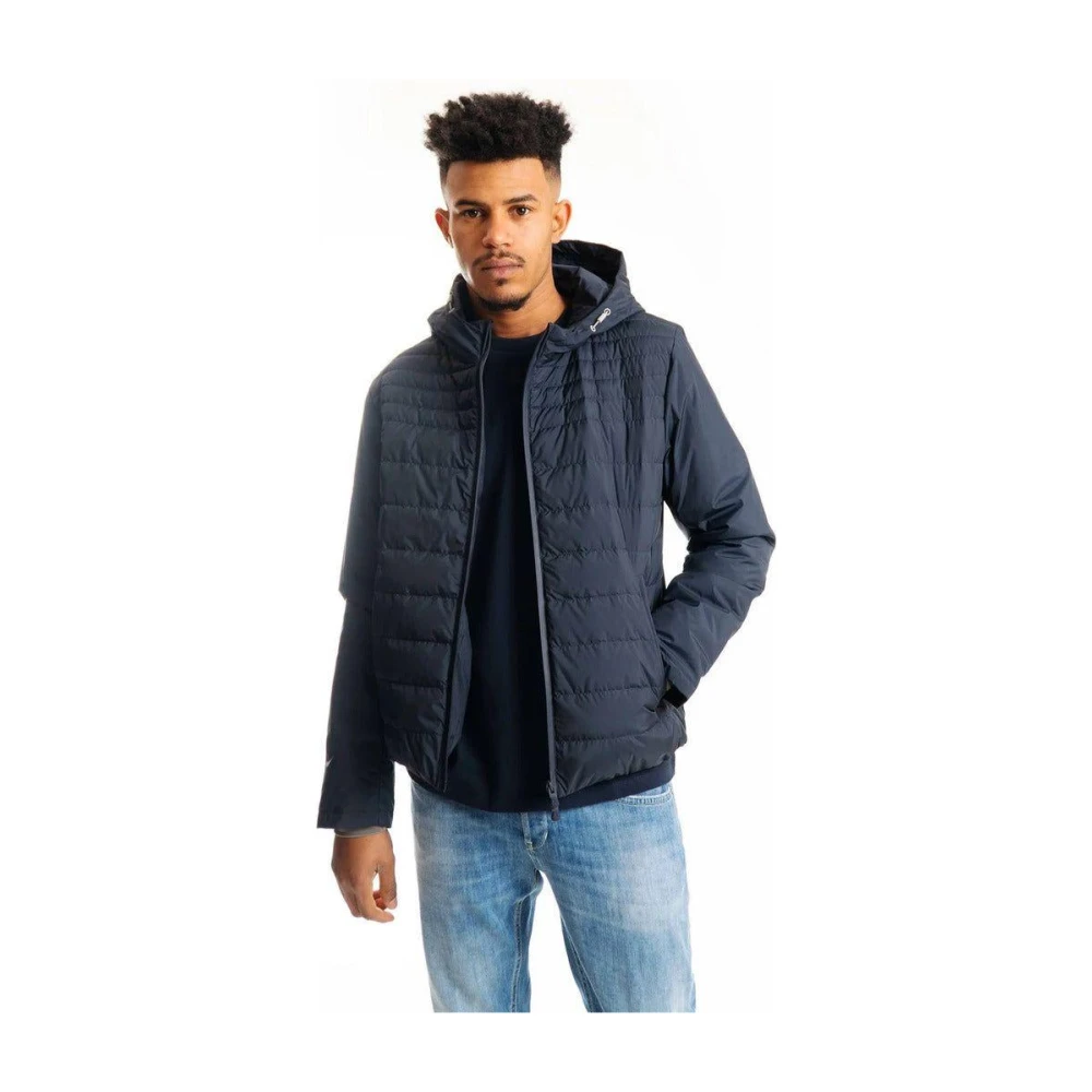 People of Shibuya Gewatteerde technische stofjas met capuchon Blue Heren