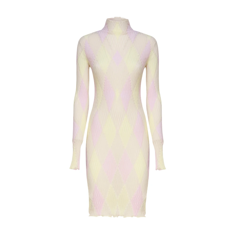 Burberry Ster Kraag Ruit Jurk Roze Geel Multicolor Dames