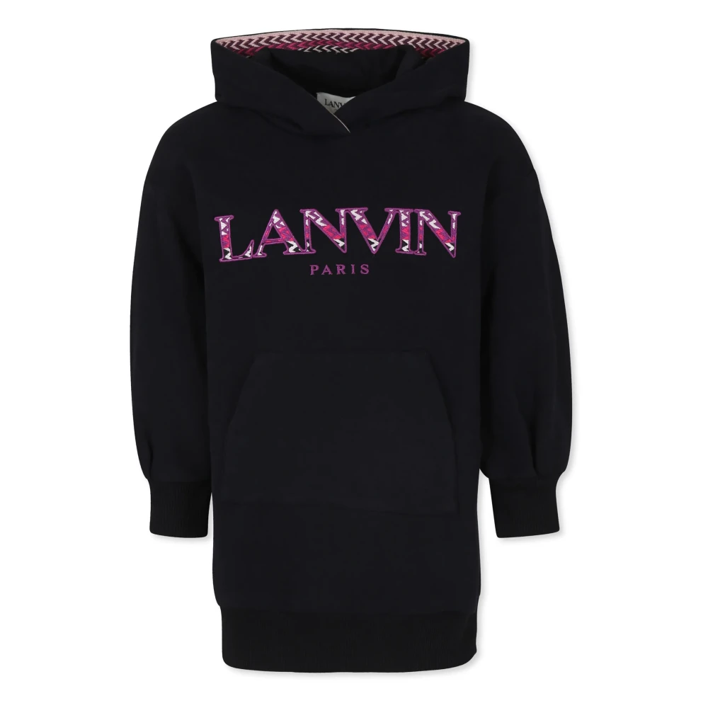 Lanvin Svart Hoodie Klänning Broderad Logotyp Black, Flicka