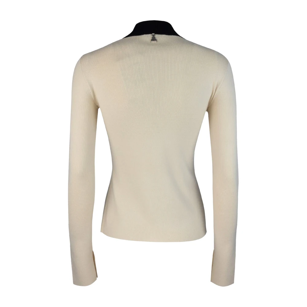 PATRIZIA PEPE Slim Fit Hoge Hals Bicolor Trui White Dames