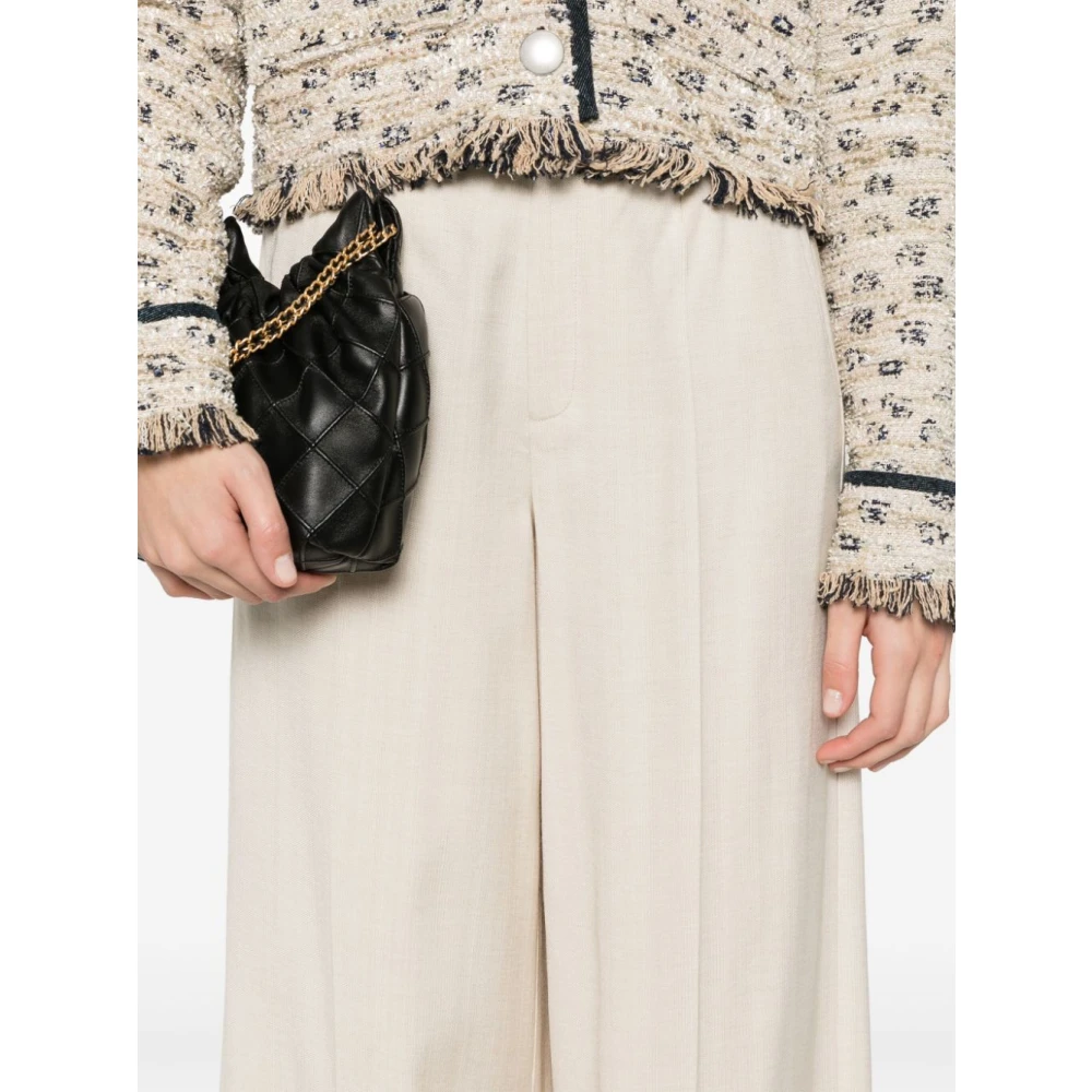 Forte Beige Broek met Elastische Tailleband Beige Dames