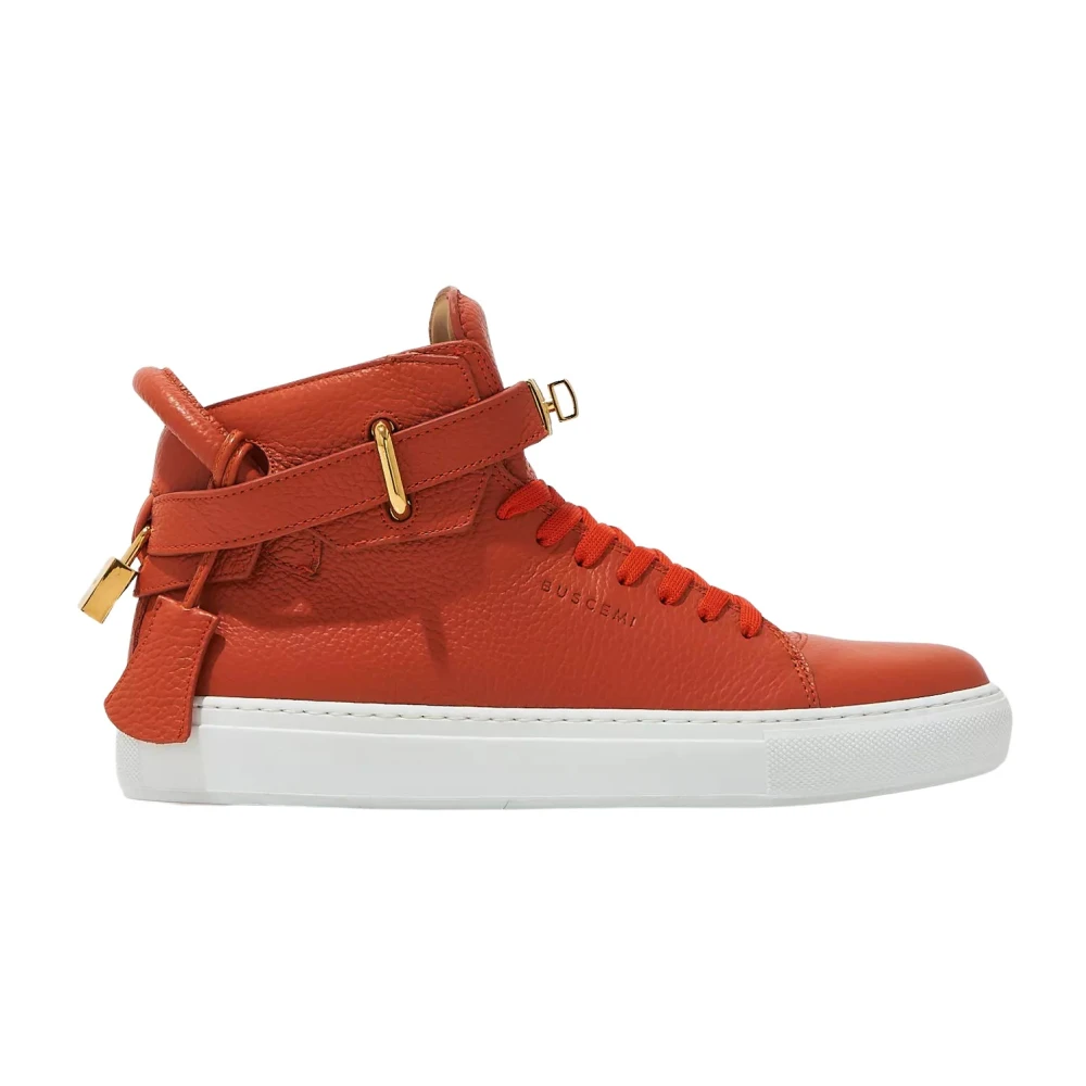 Buscemi Oranje Leren High-Top Sneakers met Logo Orange Dames