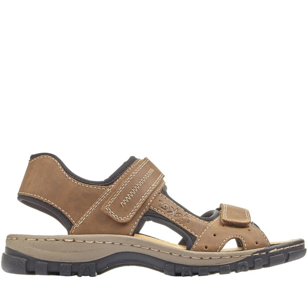 Rieker Men's Brown Flat Sandals, 8 Uk, Casual Open Flat Sandals