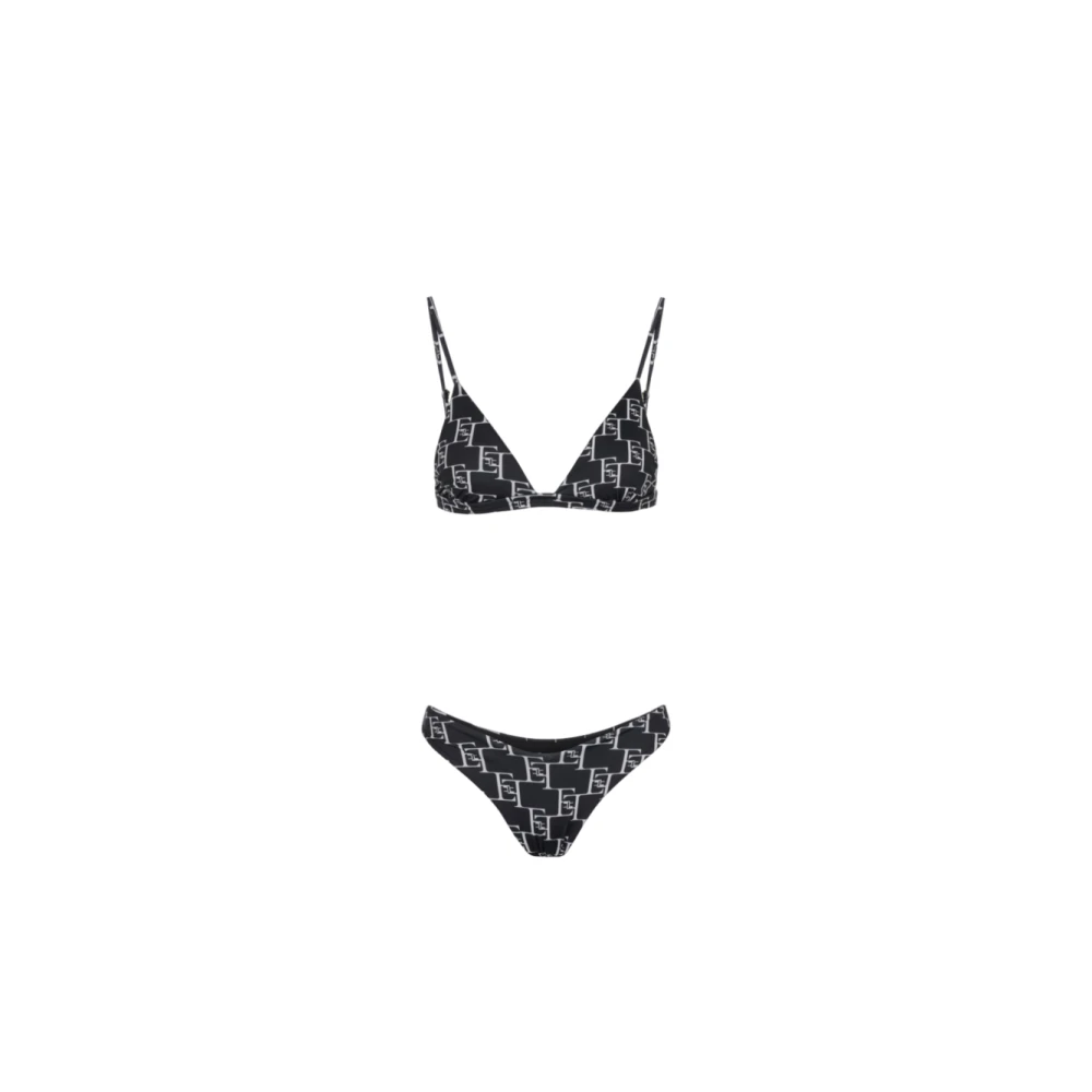 Elisabetta Franchi Zee Print Logo Bikini Set Black Dames