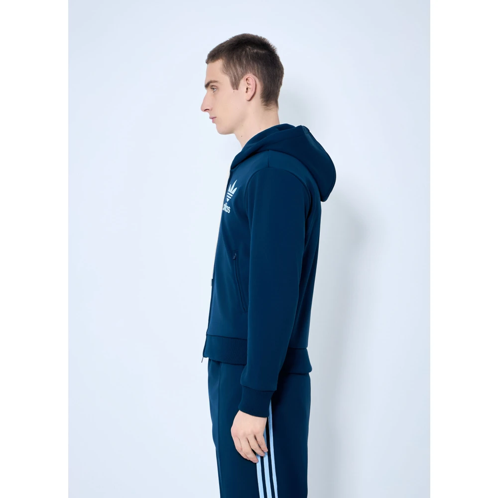 Adidas Logo Zip-Up Hoodie Blue Heren