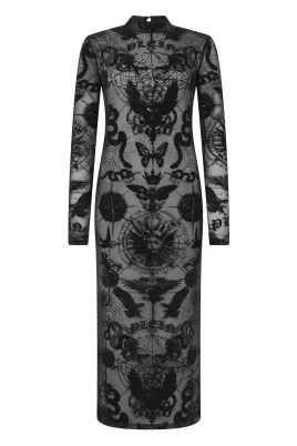Open Back Maxi Klänning Flock Butterfly Tattoo