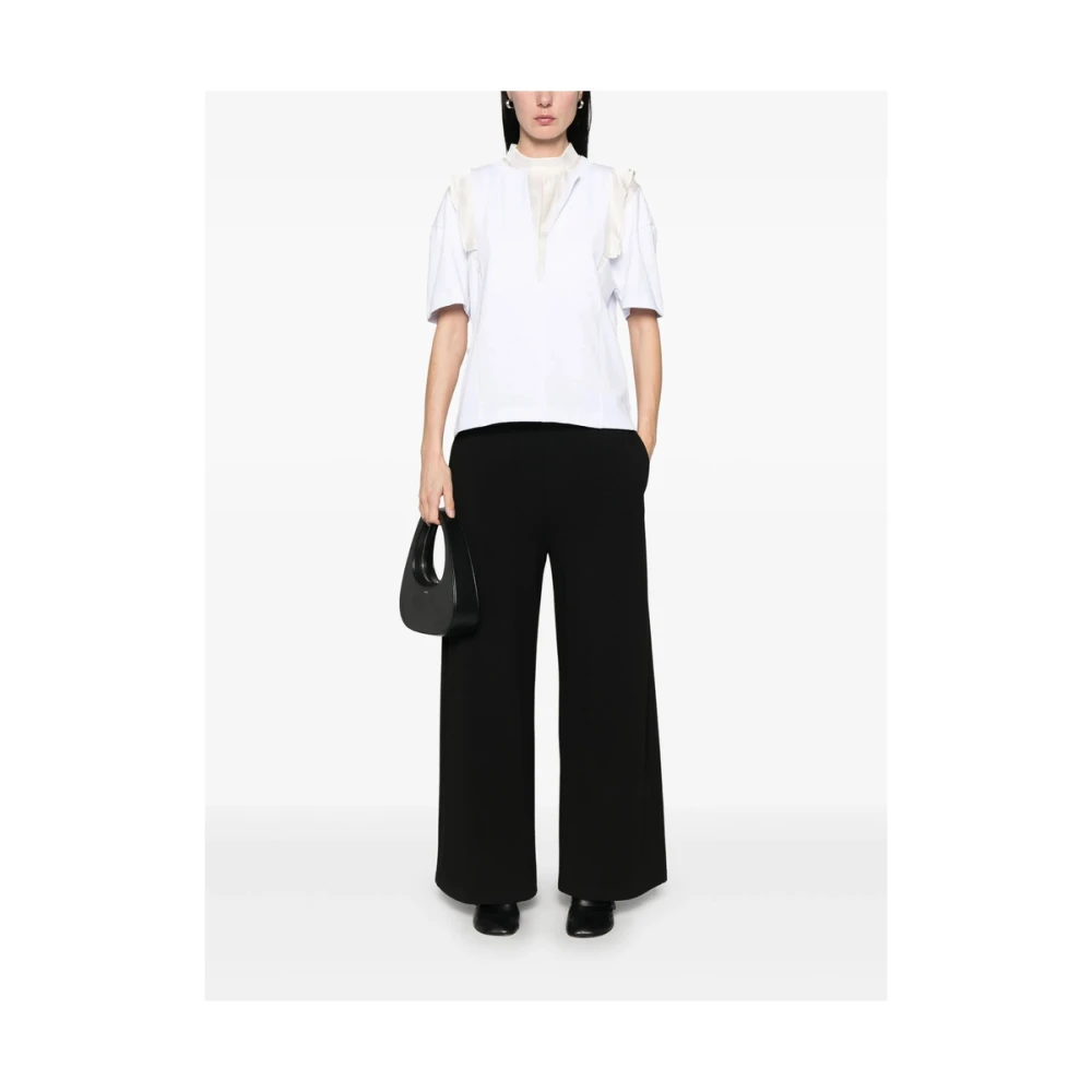Sacai Gerimpeld Wit T-shirt met Ruffled Trim White Dames