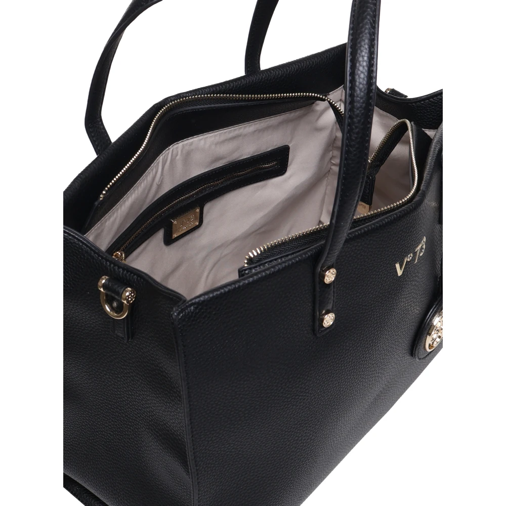 V73 Zwarte Leren Tas met Metallic Logo Black Dames