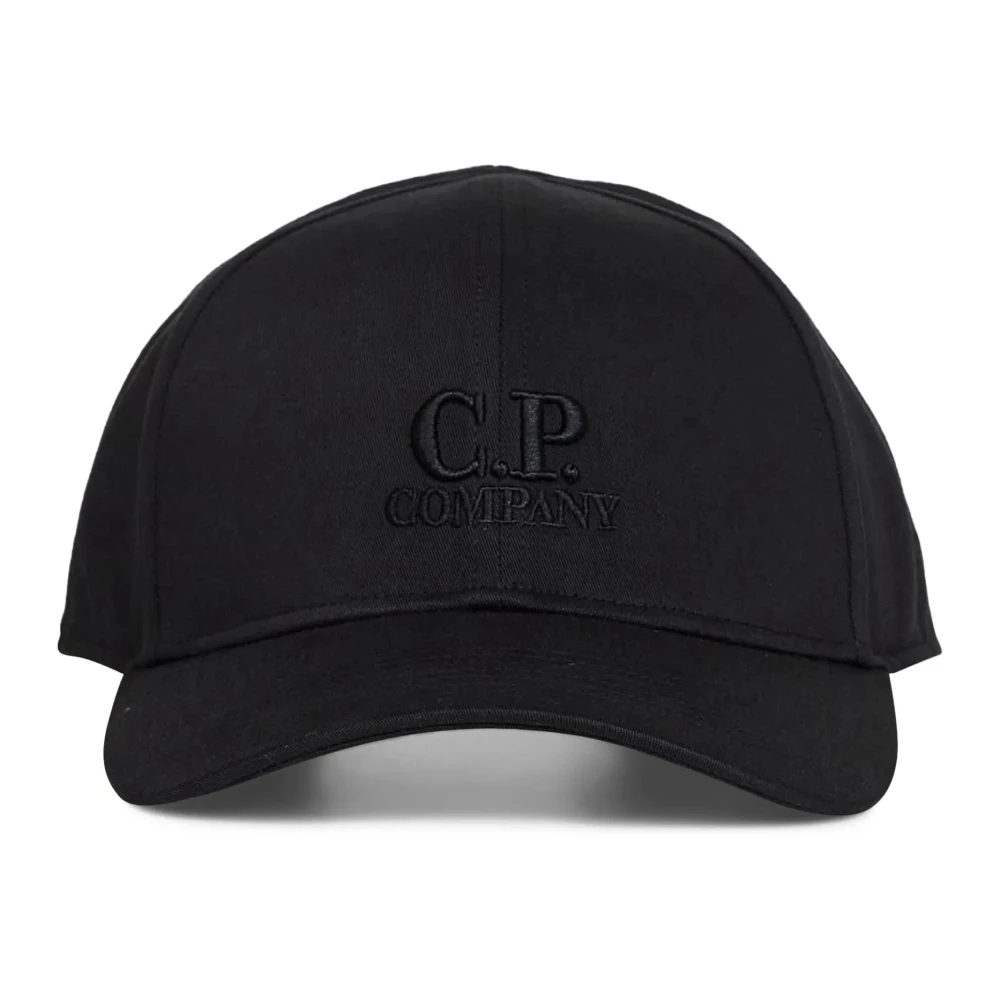 C.p. Company , Hats & Caps, Male, Black, One Size, Logo-Embroidered Baseball Cap