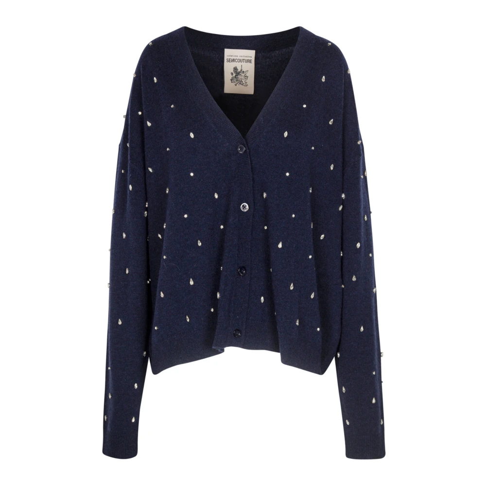 Semicouture Bell Cardigan in Trendy Stijl Blue Dames