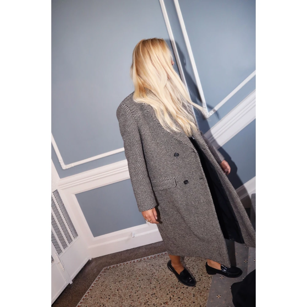 Cras Oversized Wollen Blend Dubbel-Breasted Jas Gray Dames