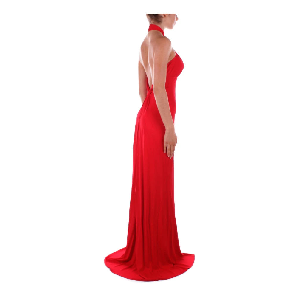 Elisabetta Franchi Rode Loper Rode Jurk met Hoge Split Red Dames