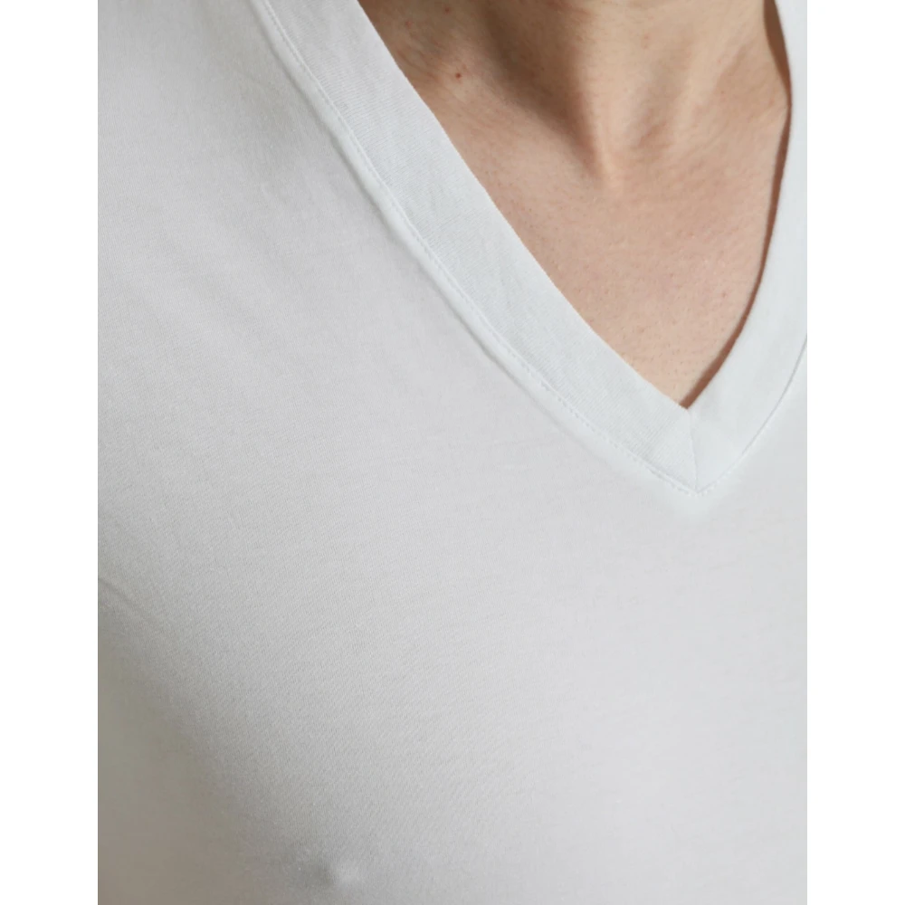 Dolce & Gabbana Wit V-hals T-shirt Ondergoed White Heren