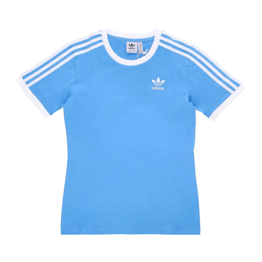 Adidas Blauw 3 Strepen Tee Crew Neck Blue Dames