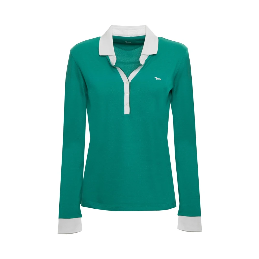 Harmont & Blaine Lange mouw polo shirt klassieke pasvorm Green Dames