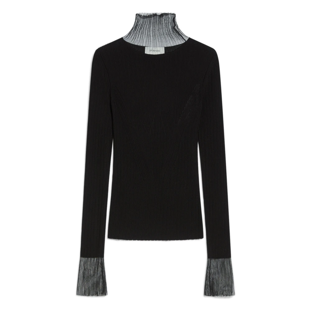 SPORTMAX Mock Neck Wollen Trui Zwart Black Dames