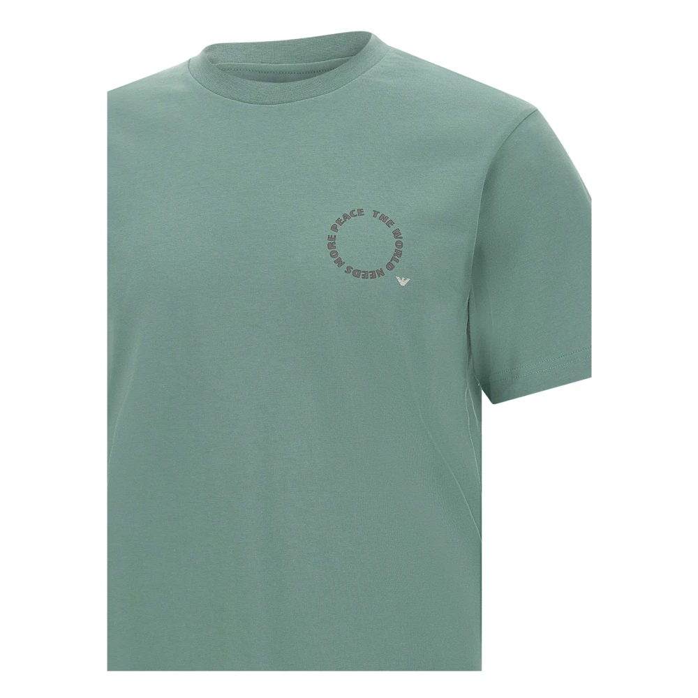 Emporio Armani Groene Katoenen T-shirt Stormy Sea World Green Heren