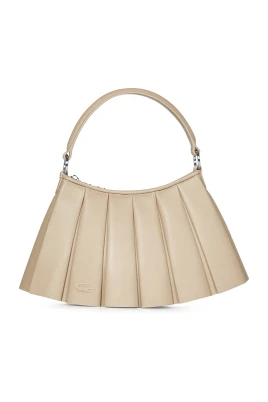 Beige läder axelväska krokodilstil