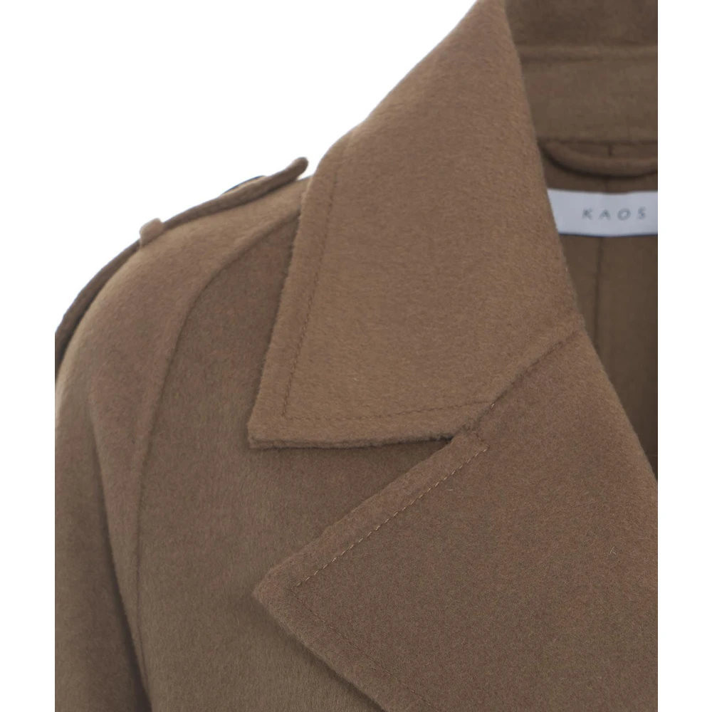 Kaos Geregen wollen jas Brown Dames
