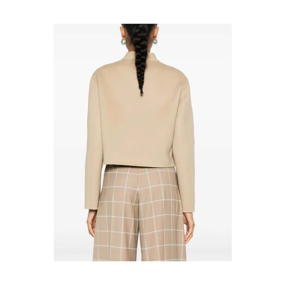 Del Core Beige Wol-Kasjmier Jas met V-Hals Beige Dames