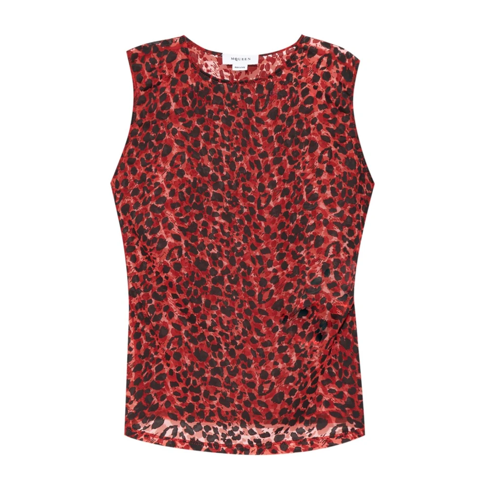 Alexander mcqueen Rode en Zwarte Luipaardprint Top Red Dames