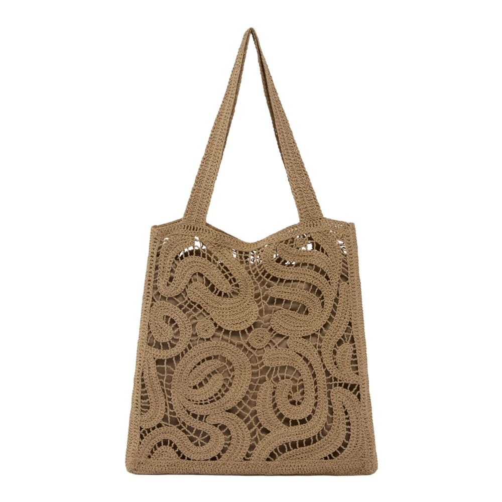 Pinko Donna Marrone Shopper Crochet Geometrico