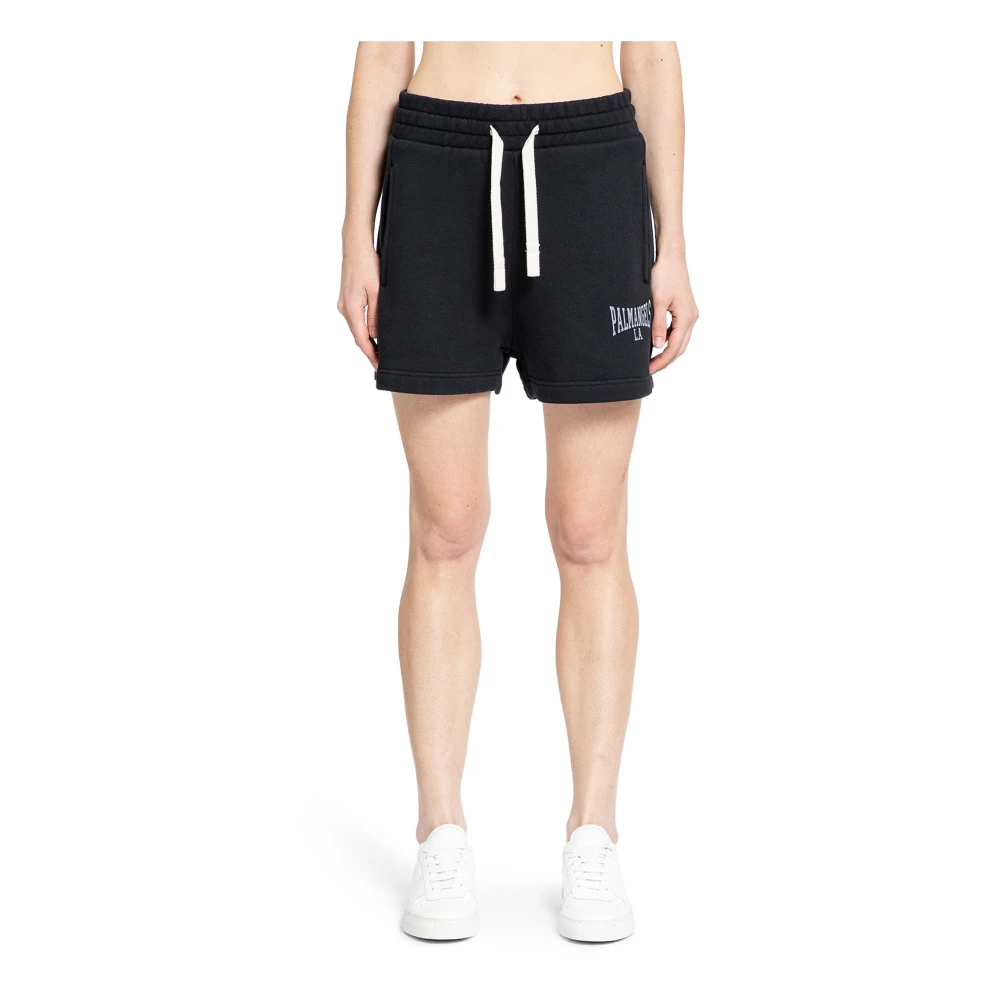 Palm Angels College Logo Print Sweatshorts Zwart Grijs Black Dames