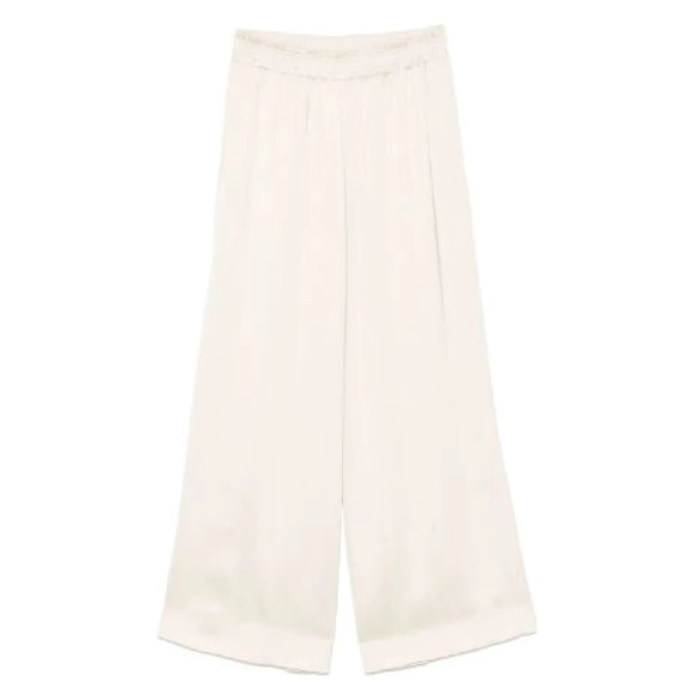Fabiana Filippi Beige Viscose Flared Hem Trousers - Female - Wide Trousers - Xs - Trousers