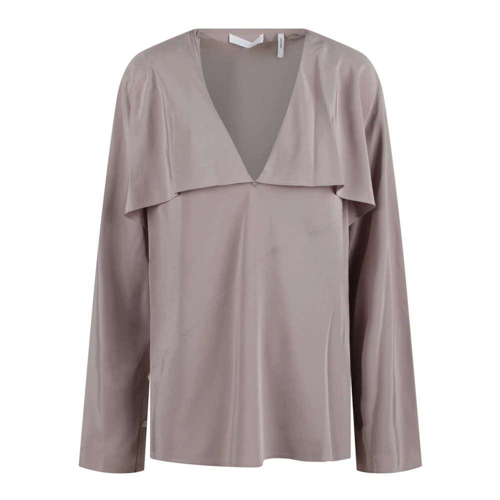 Helmut Lang Zijden sjaalblouse met cape-mouwen Gray Dames